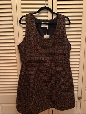 Textured Brown Sleeveless Mini Dress